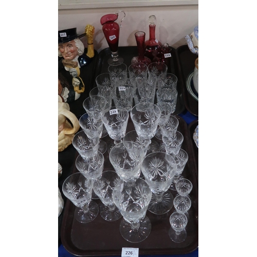 226 - Assorted Edinburgh crystal glasses and a small selection of Cranberry glass