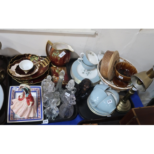 238 - A collection of Carlton Ware Rouge Royal dishes, a Royal Doulton figure, glass oil and vinegar bottl... 