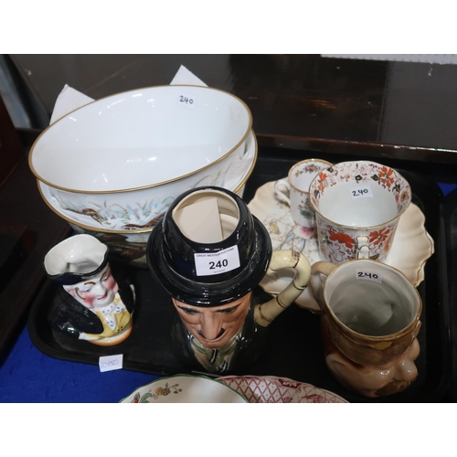 240 - Two Franklin porcelain bowls, a Doulton Charlie Chaplin character jug and other items