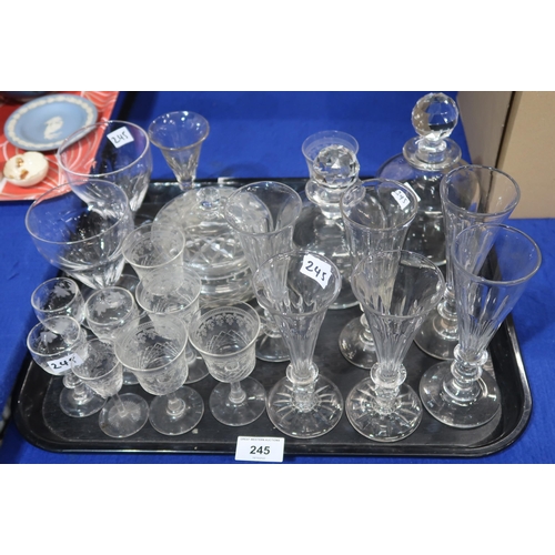 245 - A selection of antique glassware including drinking glasses etc