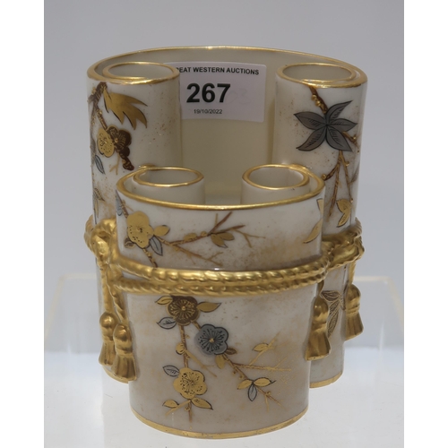 267 - A Royal Worcester vase, modelled as scrolled documents