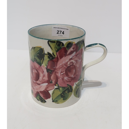 274 - A Wemyss cabbage roses pattern tankard