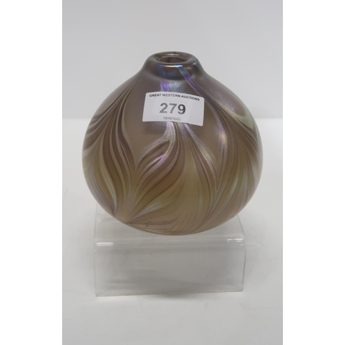 279 - An art glass vase with lustre feathered decoration