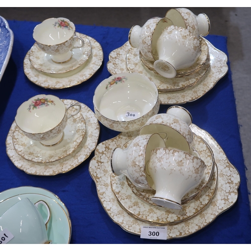 300 - A Paragon Garland pattern teaset, comprising eight cups, saucers and plates, two cake plates and a s... 