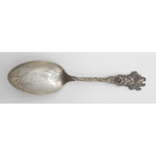 336 - A Georgian white metal toddy ladle, with turned whalebone handle, with a George III 1 Shilling solde... 