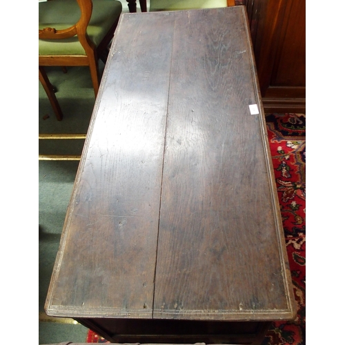 63 - A 19th century stained oak blanket chest with carved panels to front and a mahogany circular topped ... 