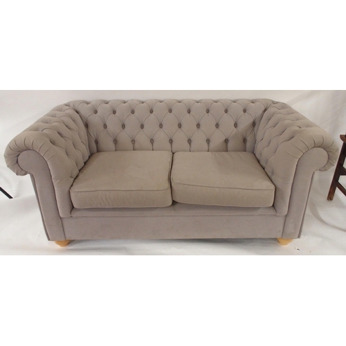 65 - A 20th century Debenhams fabric button back upholstered Chesterfield style club sofa