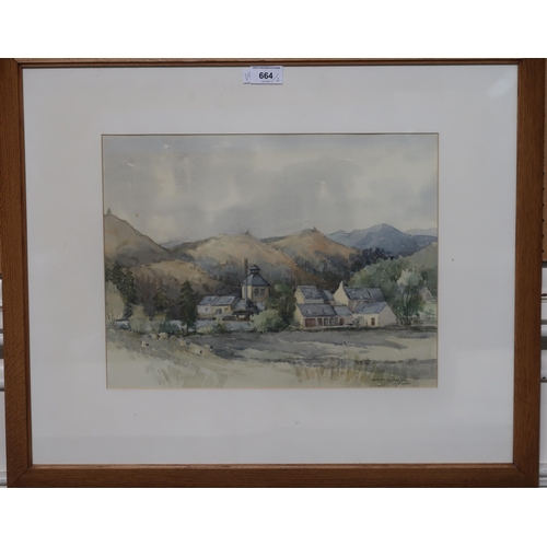 664 - JACKSON SIMPSON Lochnagar Distillery, signed, watercolour, 30 x 40cm and WILFRED APPLEBEY etching (2... 