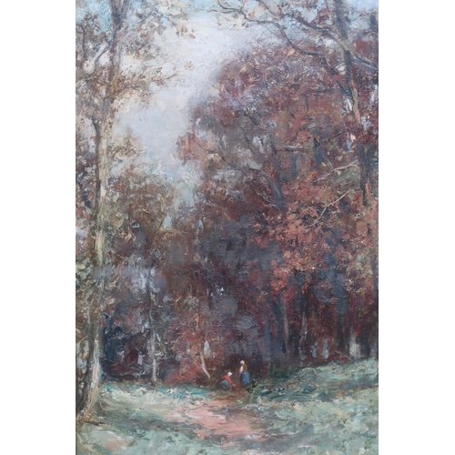 667 - JOHN MYLNE A Woodland Park, signed, oil on canvas, dated, 1907, 60 x 50cm