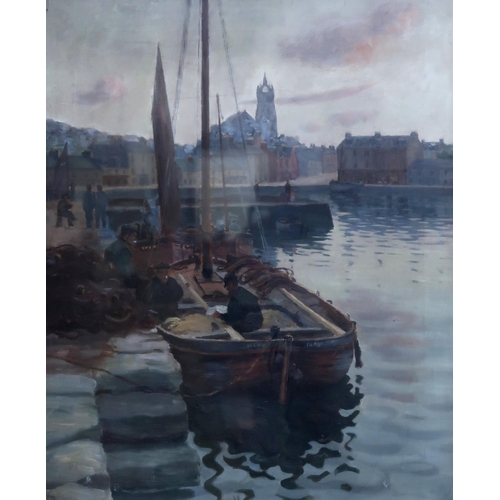 668 - WILLIAM.J.MCCALLIEN Tarbert, Loch Fyne, signed, oil on canvas, dated, 1901, 64 x 53cm... 