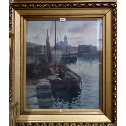 668 - WILLIAM.J.MCCALLIEN Tarbert, Loch Fyne, signed, oil on canvas, dated, 1901, 64 x 53cm... 