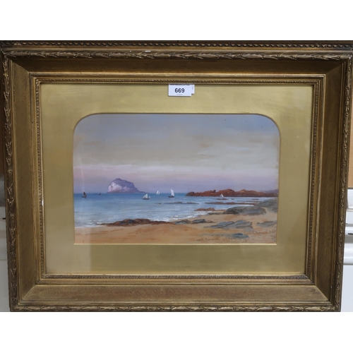 669 - WALLER HUGH PATON R.S.A North Berwick, signed, watercolour, dated, 13th July, 1876, 23 x 36cm... 