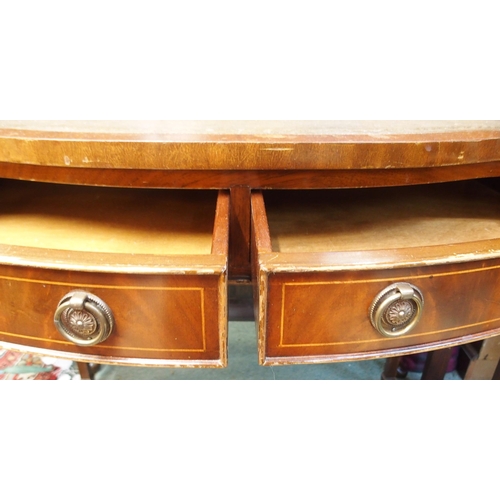 67 - A 20th century mahogany ladies writing desk with fitted superstructure over embossed leather skiver ... 