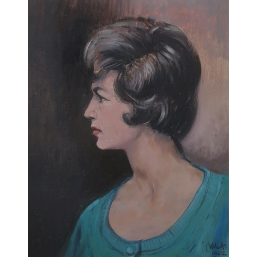 674 - BRITISH SCHOOL Portrait profile head, signed, oil on canvas, 50 x 40cm and another (2)... 