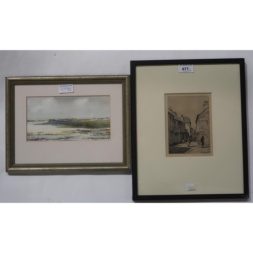 677 - WILFRED APPLEBEY Strathaven Byway, signed,etching and three others various (4) ... 