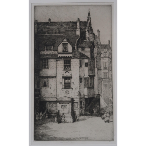 679 - JOHN MATHIESON John Knox House, signed, etching, 29 x 17cm and another (2)