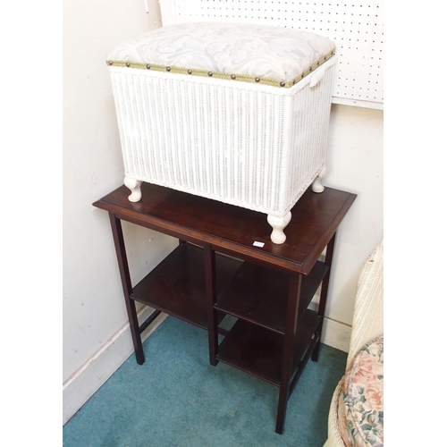 72 - A 20th century Lloyd loom style bedroom chair, Lloyd loom style hamper, mahogany occasional table an... 