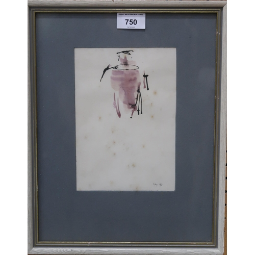 750 - WILLIAM JOHNSTONE OBE (SCOTTISH 1897-1981)ABSTRACTED FIGURE Ink/watercolour, signed lower right... 