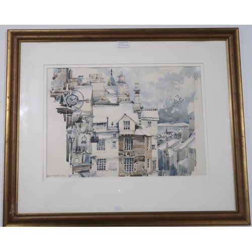 751 - IAN DUNCAN (SCOTTISH CONTEMPORARY) EDINBURGH ROOFTOPS Watercolour on paper, signed lower r... 