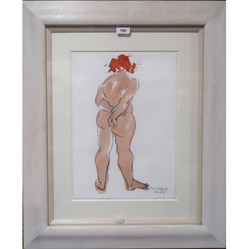 760 - KIM REDPATH (SCOTTISH 1925-2018) NUDE WITH RED HAIR Graphite and watercolour, signed lower... 