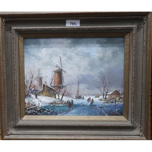 765 - HERMANN R HOMER (AUSTRIAN b.1926) WINTER SCENESOil on board, signed, 22 x 28cmTogether with a f... 