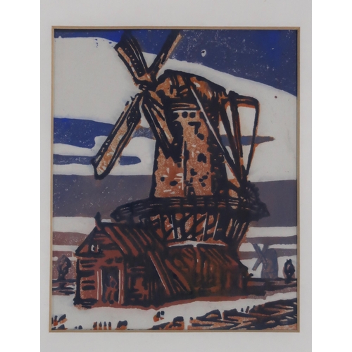 775 - SCOTTISH SCHOOL WINDMILL Woodcut, 17 x 14cm