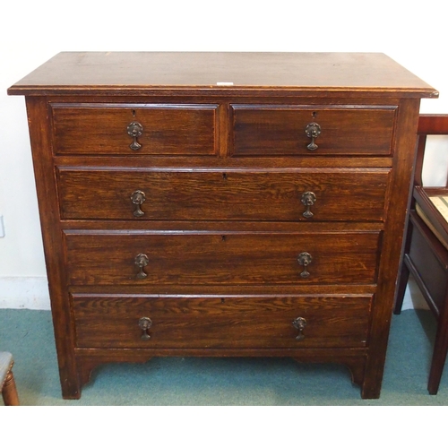 86 - A 20th century oak two over three chest of drawers