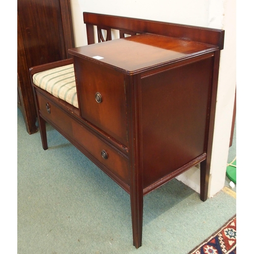 87 - A 20th century mahogany telephone table/seat