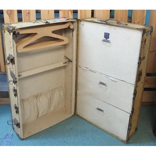 89 - A late Victorian steamer wardrobe travel trunk