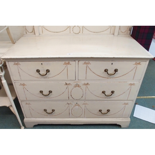 98 - A Victorian white painted dressing chest, white painted two tier occasional table and a white painte... 