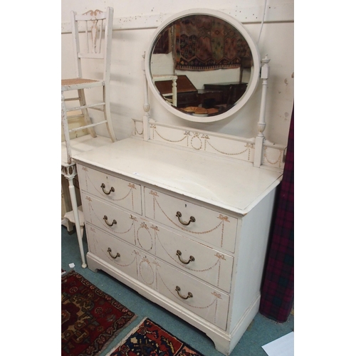 98 - A Victorian white painted dressing chest, white painted two tier occasional table and a white painte... 