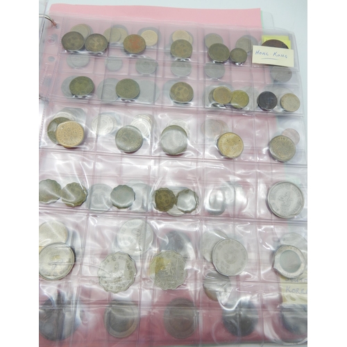 363 - CHINESE EMPIRE CASH COINS together with coin collectors sheets from China, Singapore, South Africa, ... 