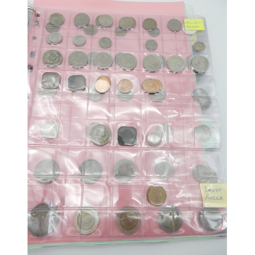 363 - CHINESE EMPIRE CASH COINS together with coin collectors sheets from China, Singapore, South Africa, ... 