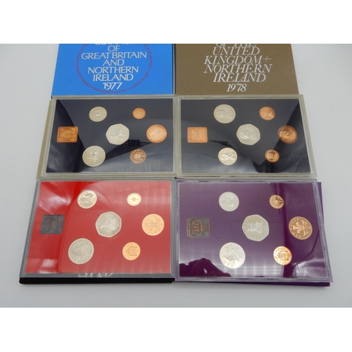 369C - DECIMAL PROOF COIN SETS with 1970, 1971, 1972, 1973, 1973, 1974, 1974, 1975, 1975, 1976, 1976, 1977,... 