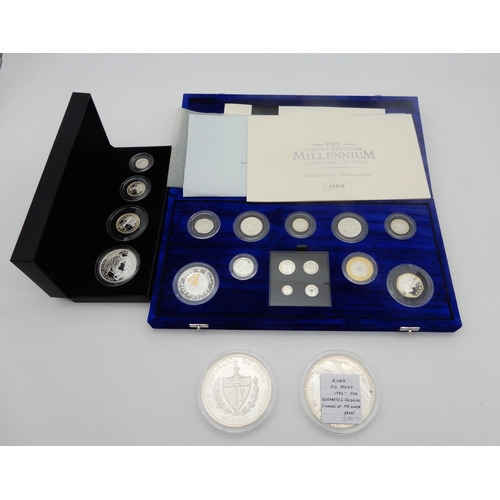 375B - ROYAL MINT UNITED KINGDOM MILLENIUM SILVER COLLECTION coin set, Britannia Four Coin Silver Proof Set... 