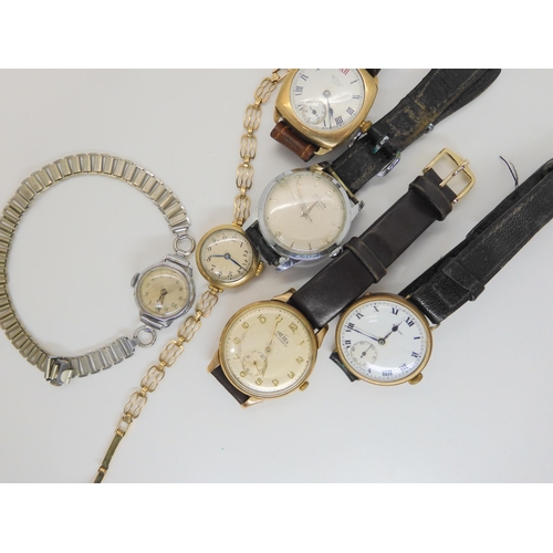 526 - A 9ct gold Trebex watch, a 9ct Waltham gents watch, a ladies 9ct cased watch with gold plated strap ... 