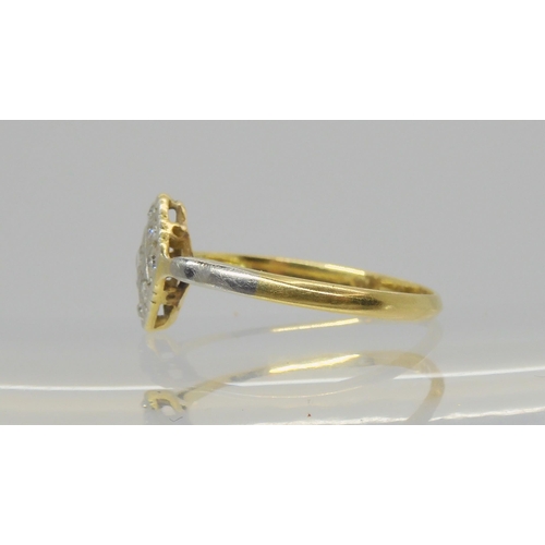 578 - An 18ct gold vintage diamond ring, set with estimated approx 0.15cts of eight cut diamonds, size M, ... 