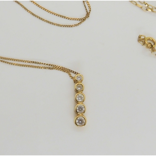 581 - A 9ct gold 72cm long diamond cut belcher chain, together with three other 9ct gold chains, weight to... 