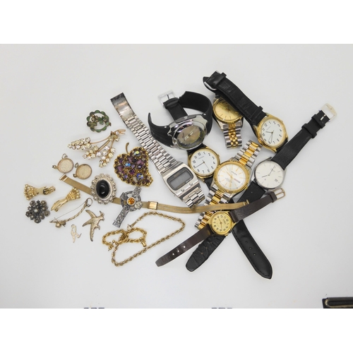 621 - A collection of fashion watches and vintage costume jewellery