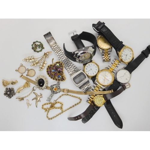 621 - A collection of fashion watches and vintage costume jewellery