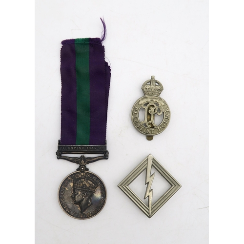 386 - A General Service Medal with Palestine 1945-48 clasp, awarded to Const. A. Young. Pal. Police., a Pa... 