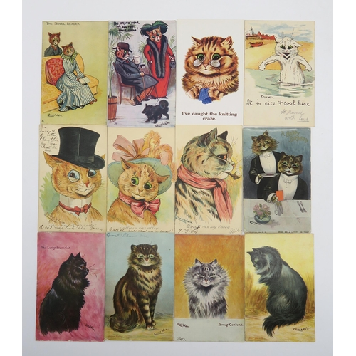 398 - An album containing a quantity of anthropomorphic cat postcards by Louis Wain (approx. 35 cards); to... 