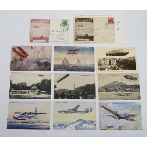 401 - Four albums of aviation postcards, including a 1911 