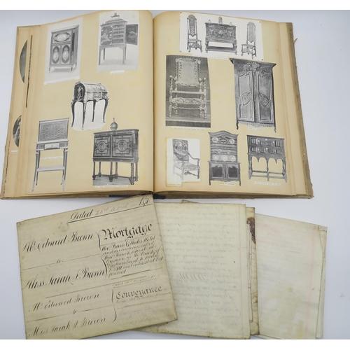 409 - An Edwardian scrap book and three various legal documents on vellum of a Westmorland interest, inclu... 