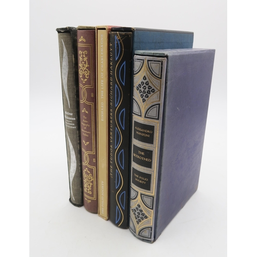 412 - BOOKSFive various Folio Society books, comprising Malleus Maleficarum, The Hammer of Witchcraft by J... 