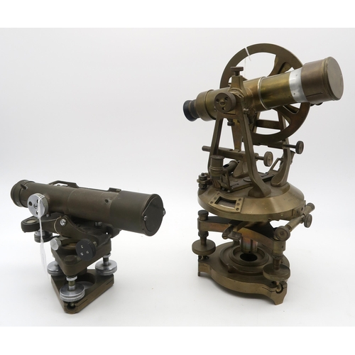 425 - Two brass surveyors' theodolites, the larger by A. G. Thornton of Manchester (no. 1207), the smaller... 