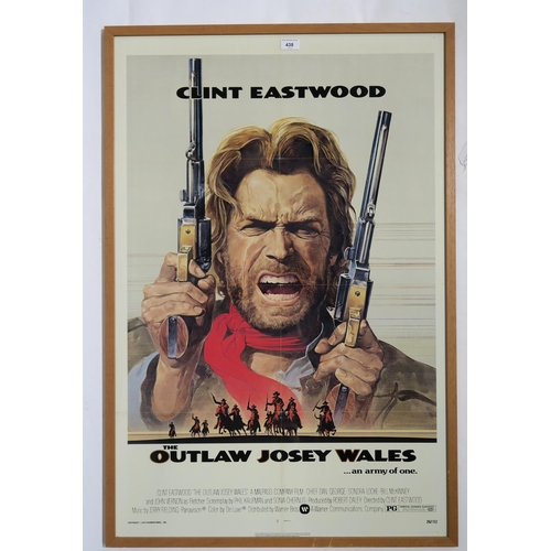 438 - An original 1976 USA cinema poster for the Outlaw Josey Wales starring Clint Eastwood, professionall... 