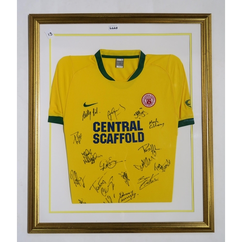 444H - SPORTING MEMORABILIA A framed Hamilton Academical 2007-08 away shirt, with team signatures... 