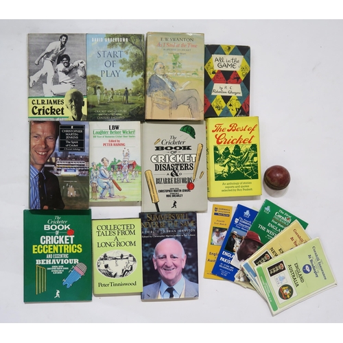 448 - A box of cricketing literature and a small selection of match programmes, together with books of a G... 