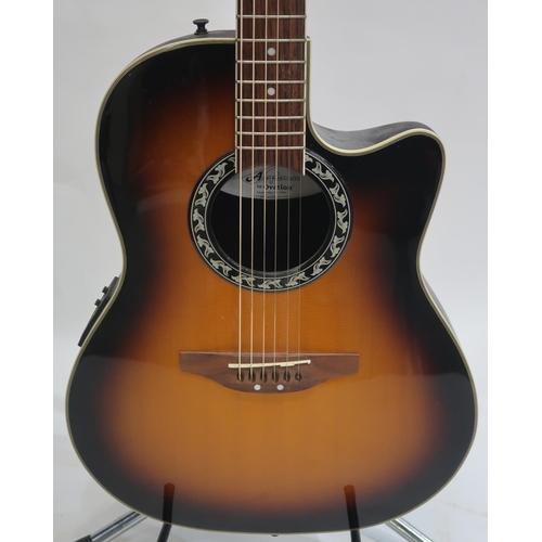 465A - OVATION APPLAUSE  electro acoustic guitar in dark sun burst, model AE 28M-1 serial number 3713583